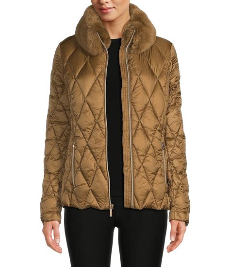 michael kors pink fur coat|Michael Kors padded coat women's.